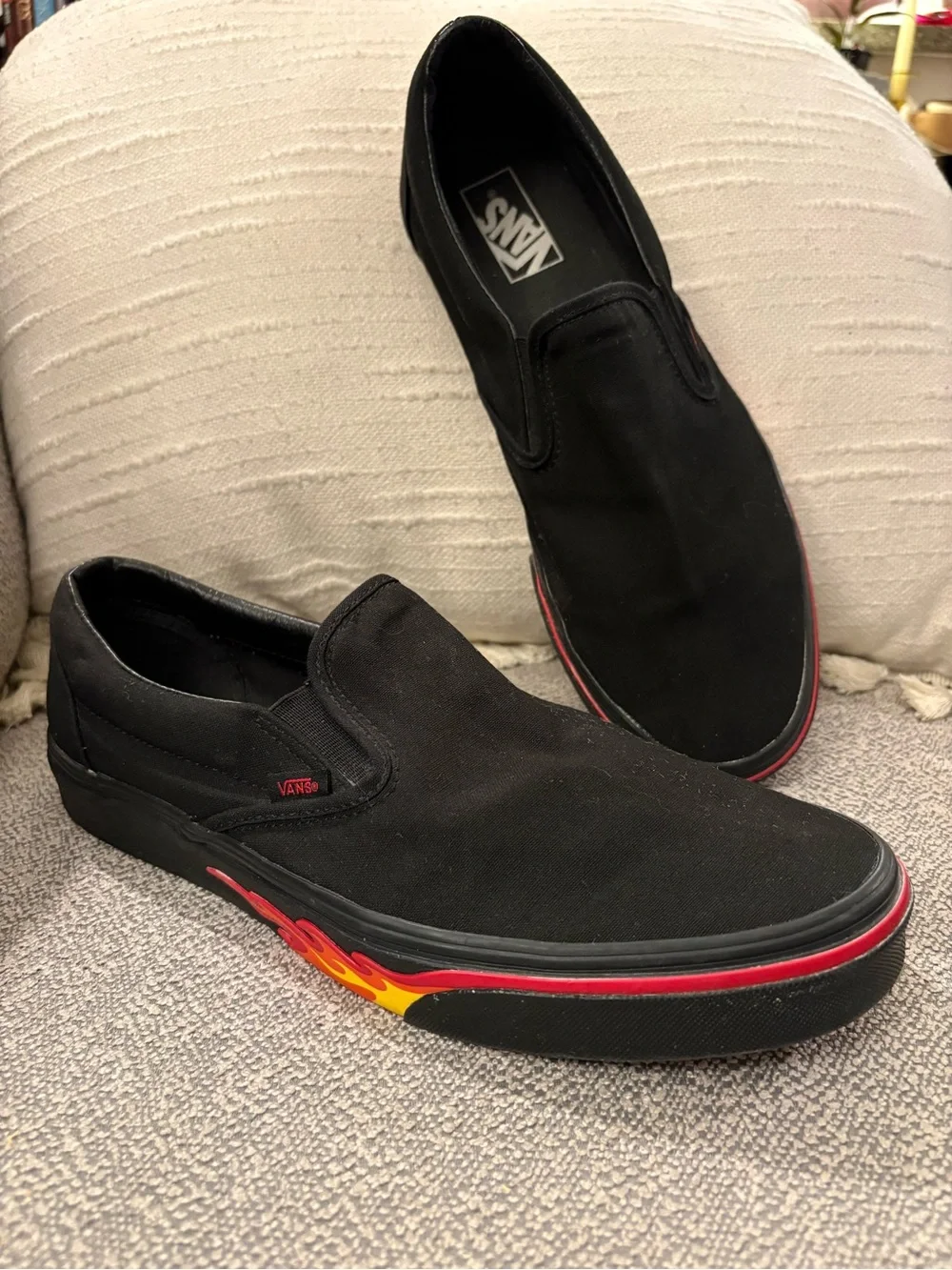 Vans Flame Wall Black Canvas Slip-On Sneaker 🔥